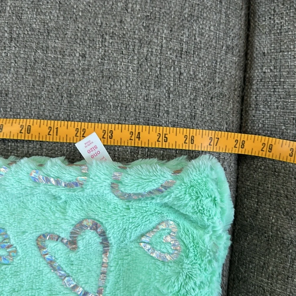 Justice Girls Mint Green Furry Heart Infinity Scarf